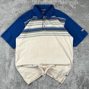 The North Face A5 Series Striped Polo Shirt White Blue Size Medium.